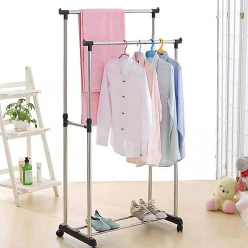 DOUBLE-POLE CLOTHES RACK