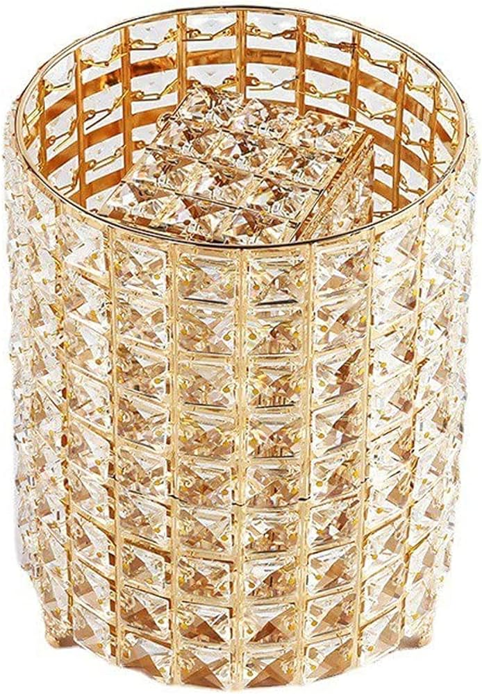 Golden Crystal Dustbin Tissue box Set