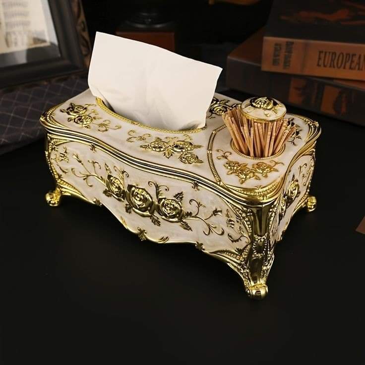 Tissue Box With Tooth Pick Holder