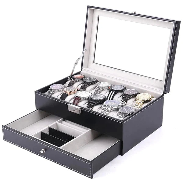 12 Slots Double Layer Watch Storage Box