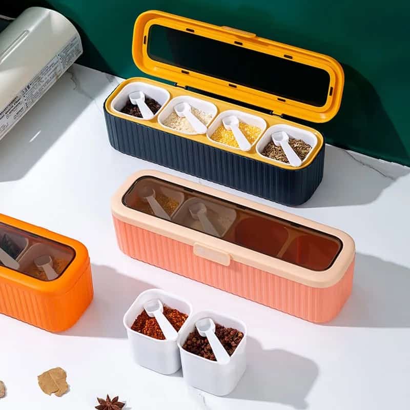 Luxury 4 Grid Integrated Spice Box