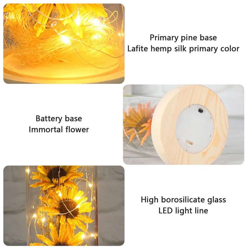 Eternal flower LED Light Foil Flower In Glass Cover Night Lights