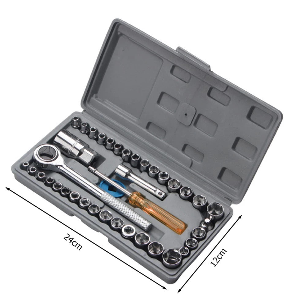 40 Pcs Combination Socket Wrench Set Tool Kit