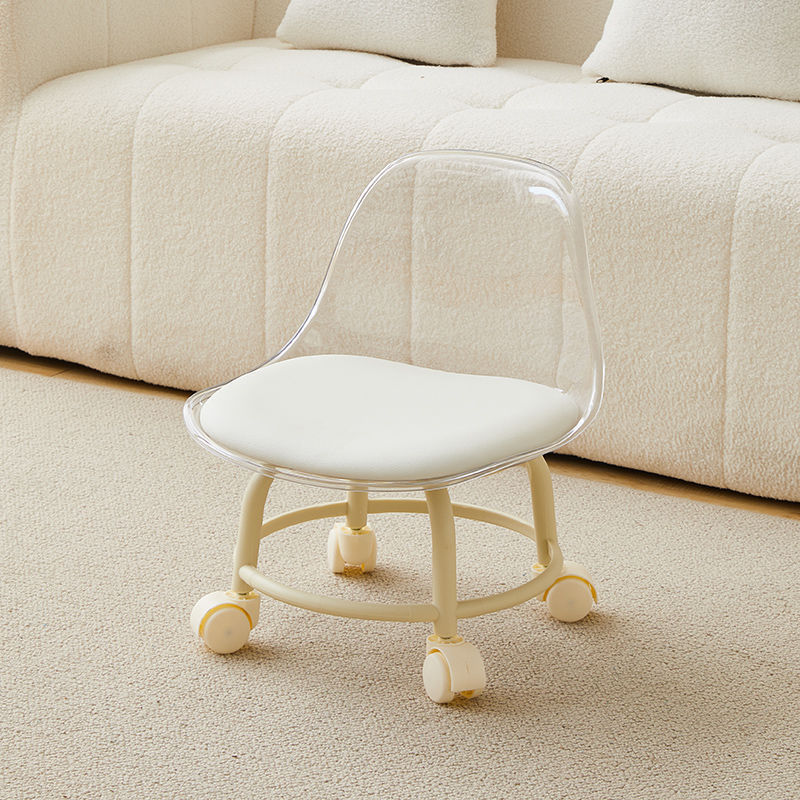 Transparent heavy duty moveable chair with wheels