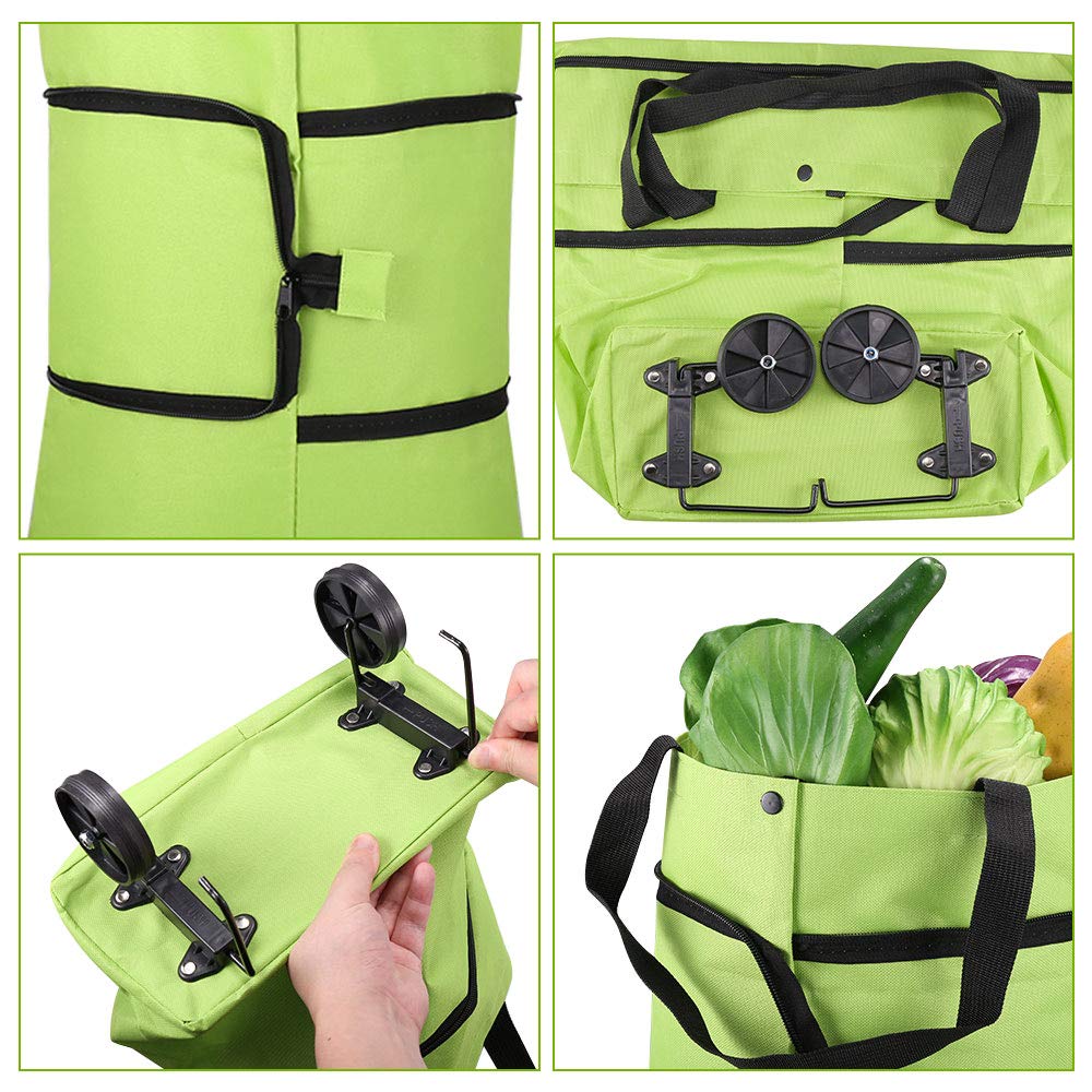 Foldable Shopping Trolley Tote Bag With Wheels Reusable