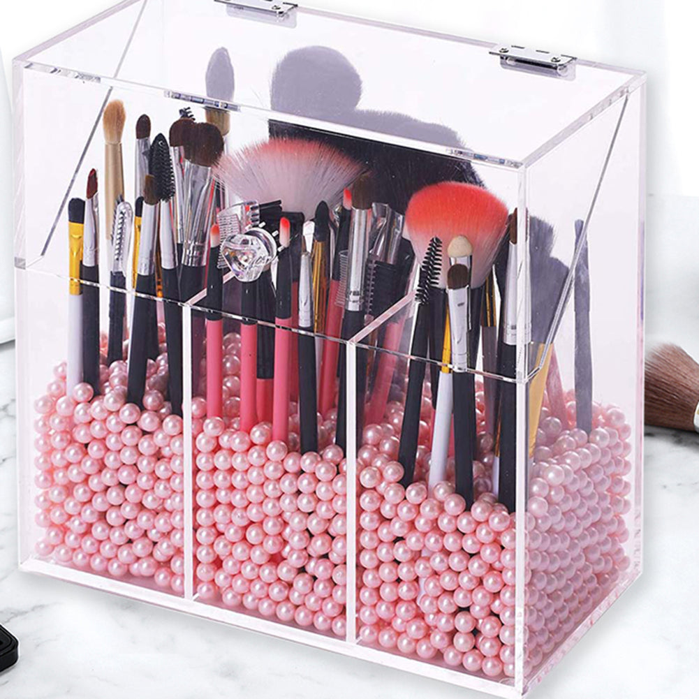 Glass Cosmetic And Makeup Brush Organiser