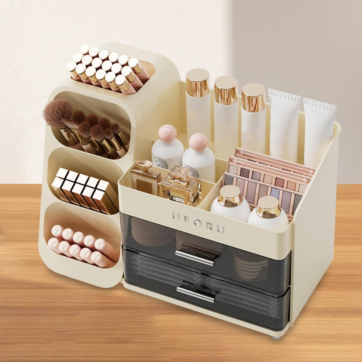 Luxury Cosmetic Box With Makeup Brush Organiser