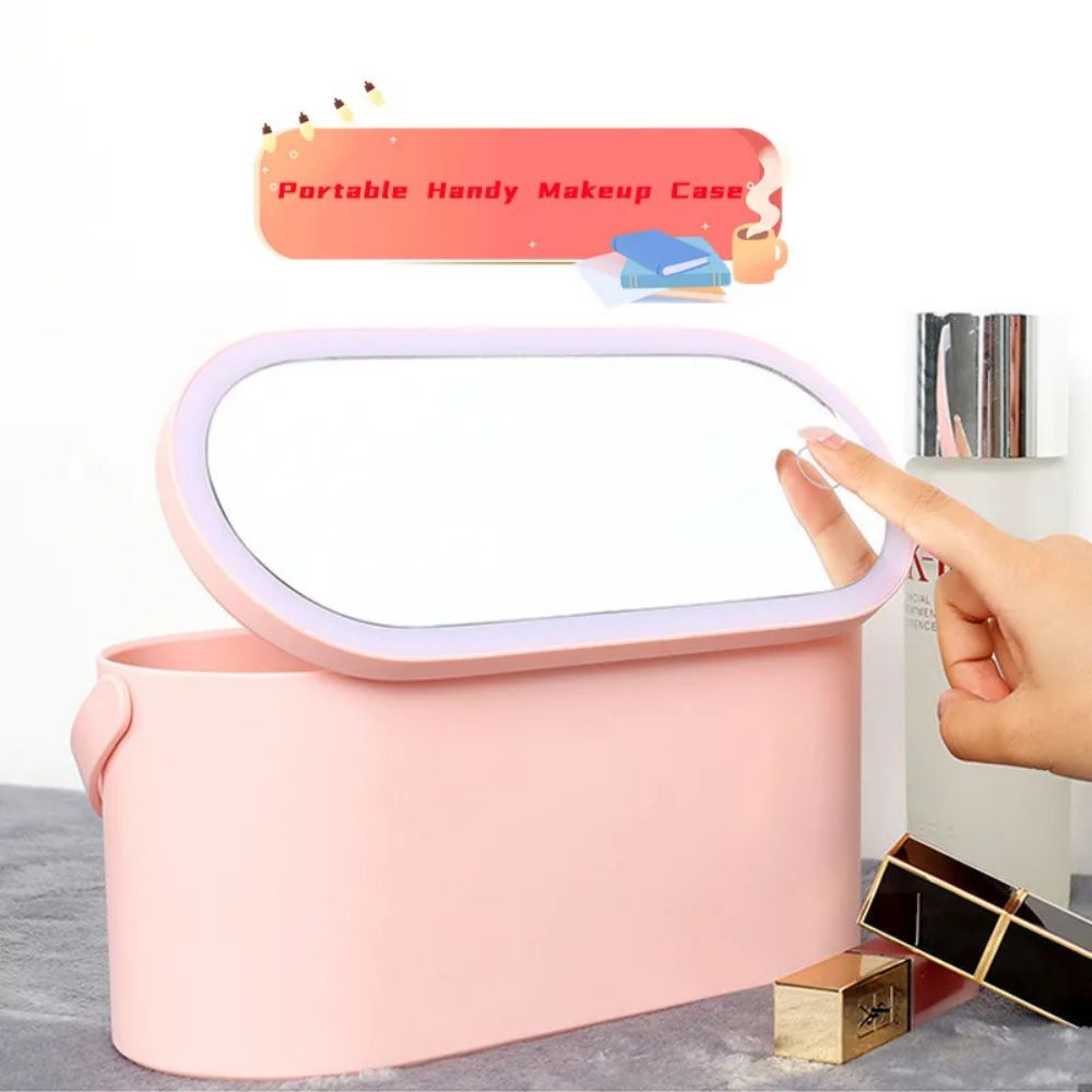 Portable Makeup Box With Led Mirror