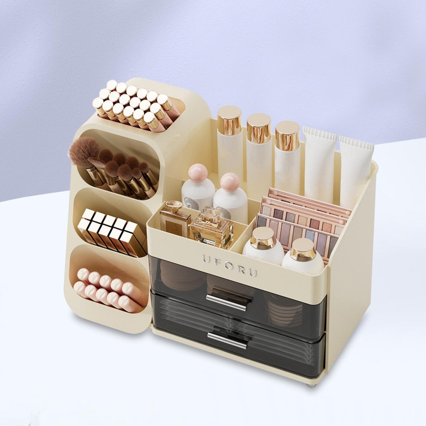 Luxury Cosmetic Box With Makeup Brush Organiser