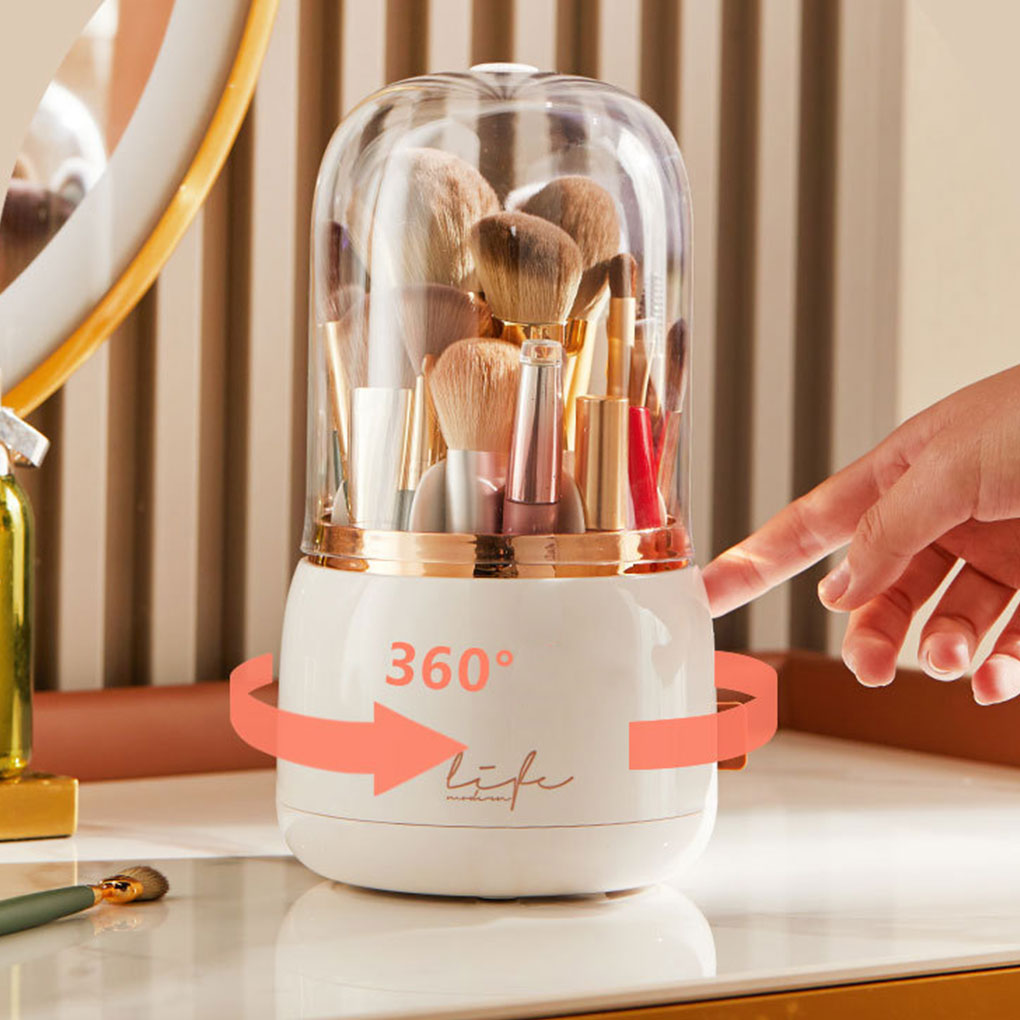 Cosmetic Organizer With Rotating Brush Holder