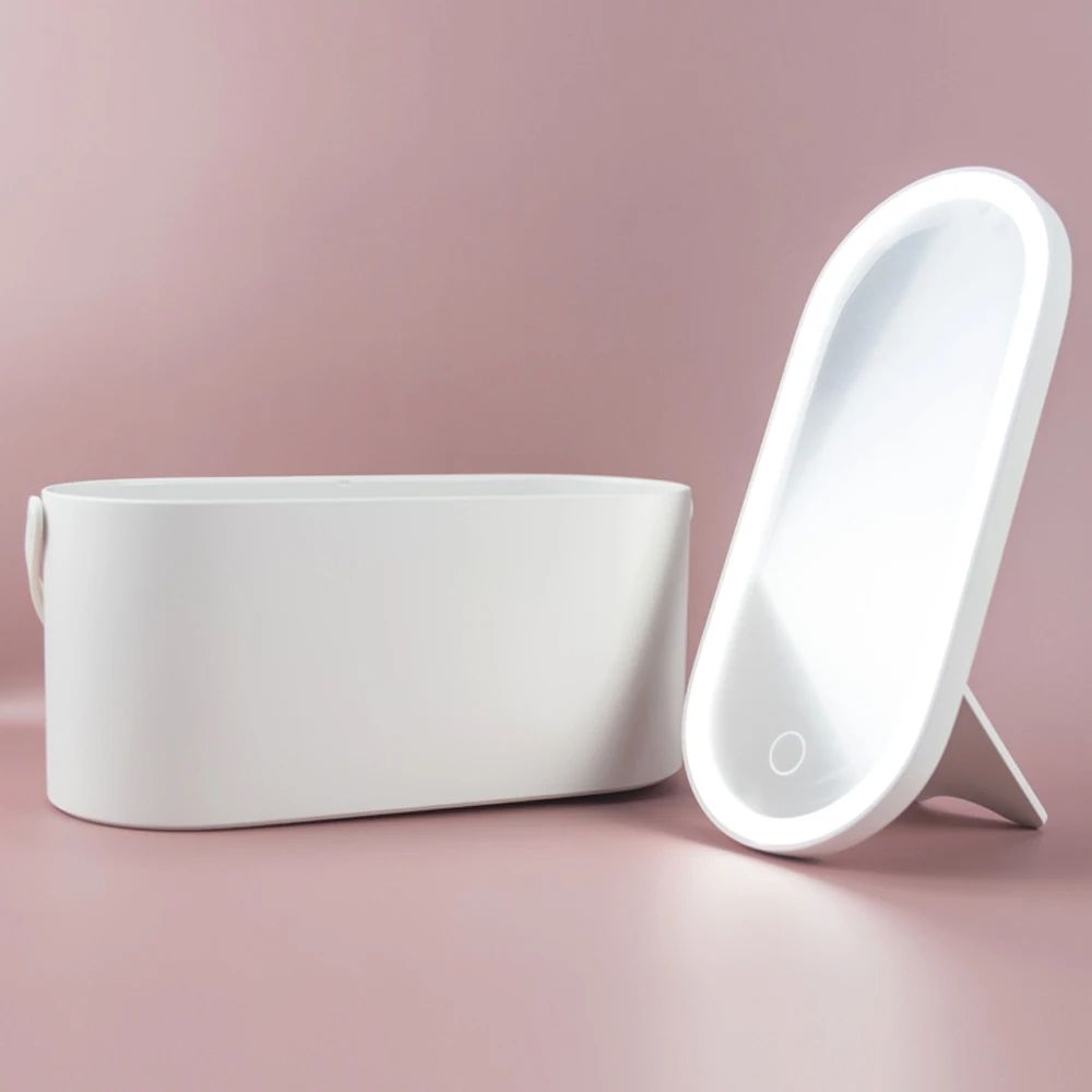 Portable Makeup Box With Led Mirror