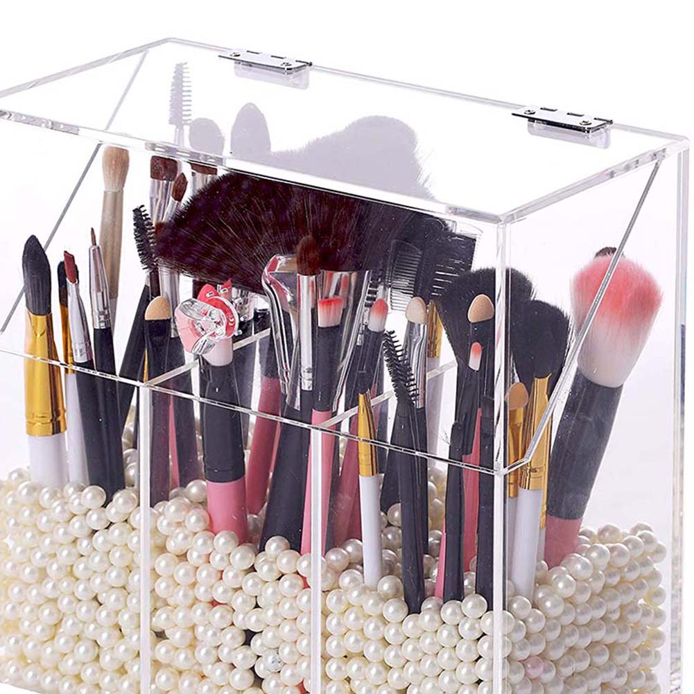 Glass Cosmetic And Makeup Brush Organiser