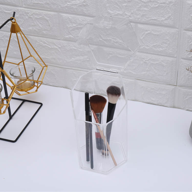 Glass Cosmetic And Makeup Brush Organiser