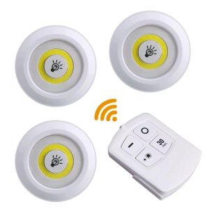 Set of 3 LED lamps with remote control, battery operated, for bathroom, kitchen, bedside table, wardrobe.