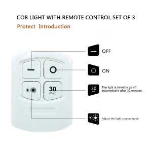 Set of 3 LED lamps with remote control, battery operated, for bathroom, kitchen, bedside table, wardrobe.