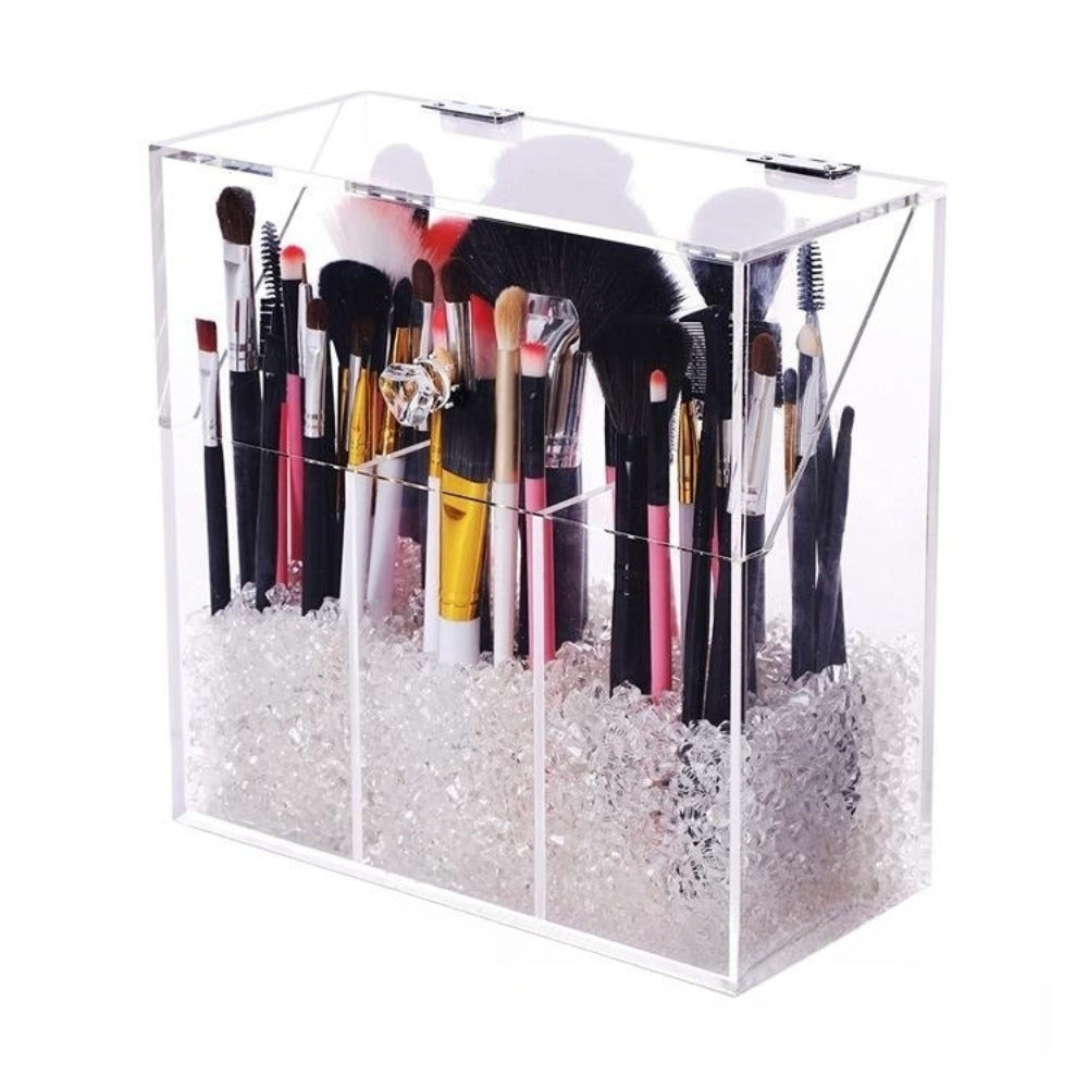 Glass Cosmetic And Makeup Brush Organiser