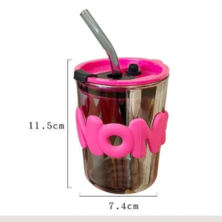 TRAVEL COFFEE CUP WITH LID AND STRAW