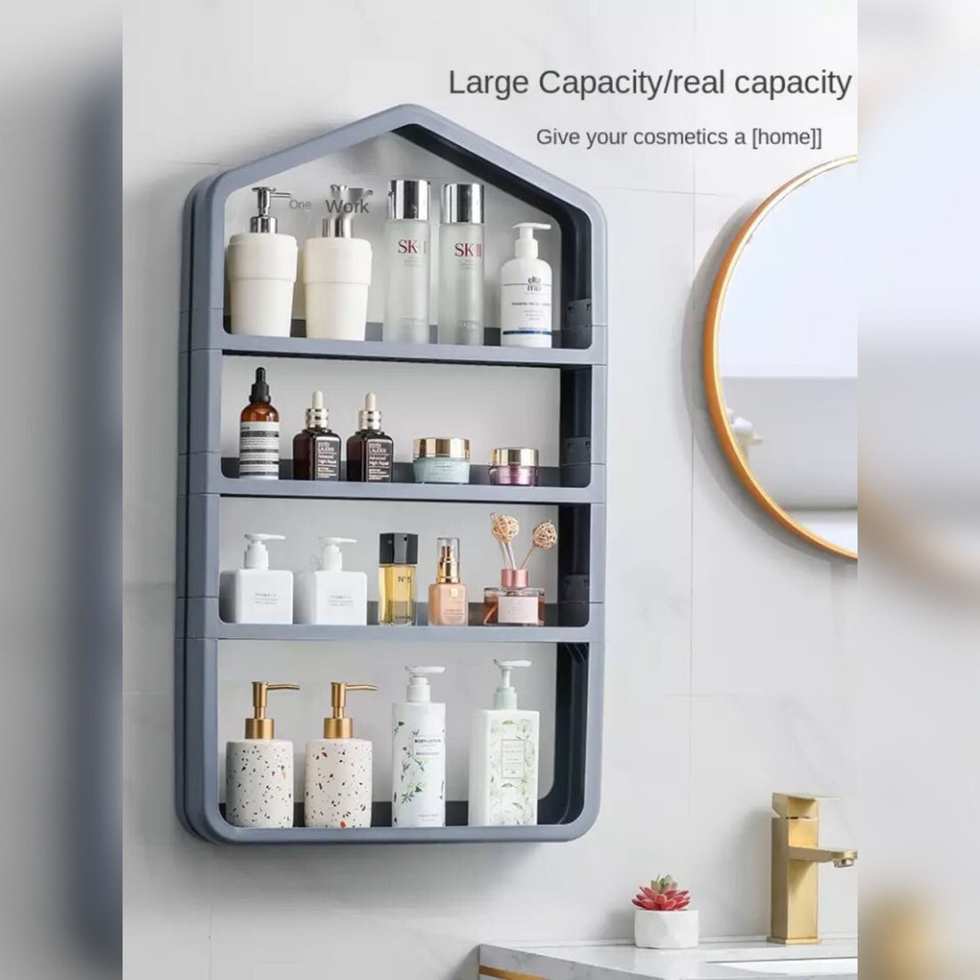 Bathroom Storage Rack Without Punching Cosmetic Wall-Mounted Storage Rack