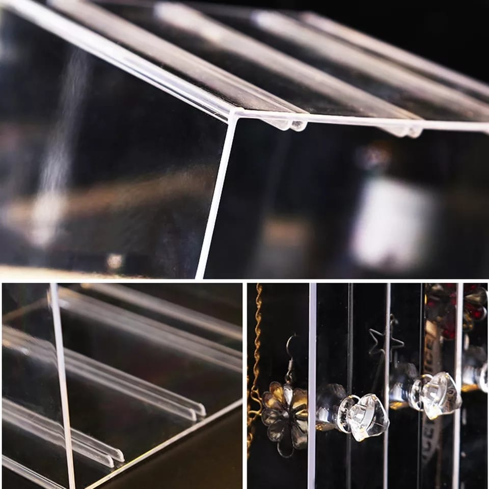 Acrylic Transparent Jewelry Storage Box And Earring Display Stand