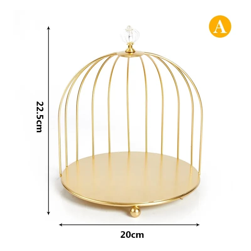 New Style Birdcage Makeup Organizer Metal Brass Cosmetic Organizer with Mirror Shelves