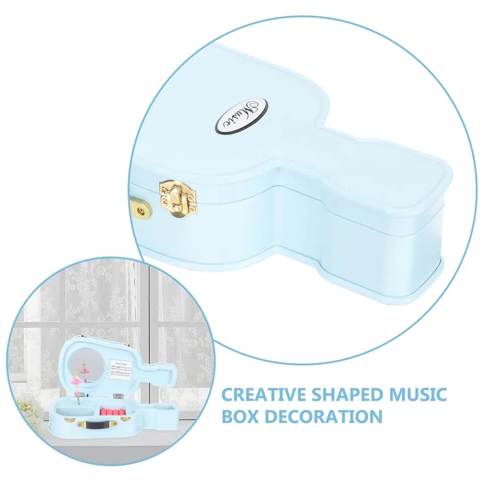 Jewelry Storage Box With Mirror Guitar Shaped