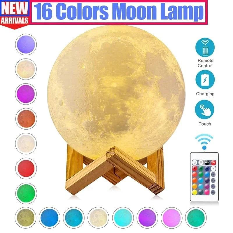 16 Colours 3D Moon Night Lamp