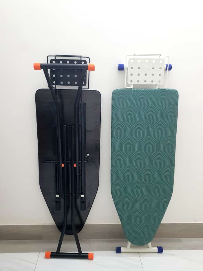 Foldable Deluxe Ironing Board with Big Steam Iron Station Holder