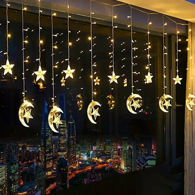 Moon and star fairy lights