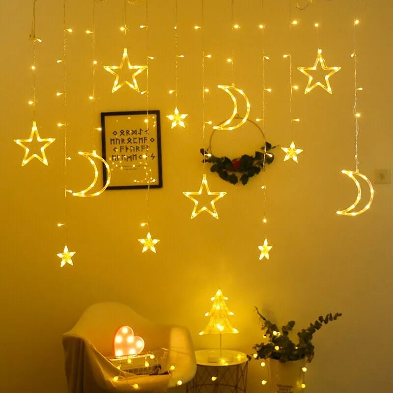 Moon and star fairy lights