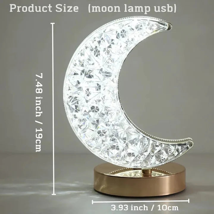 CRYSTAL MOON TABLE LAMP, TOUCH CONTROL BEDSIDE LAMP WITH 3 LEVELS BRIGHTNESS