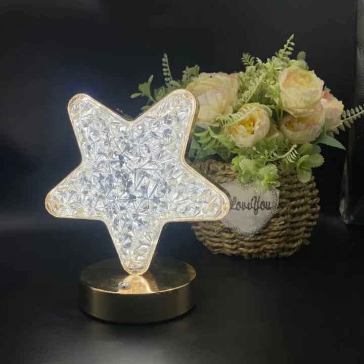 CRYSTAL STAR TABLE LAMP, TOUCH CONTROL BEDSIDE LAMP WITH 3 LEVELS BRIGHTNESS