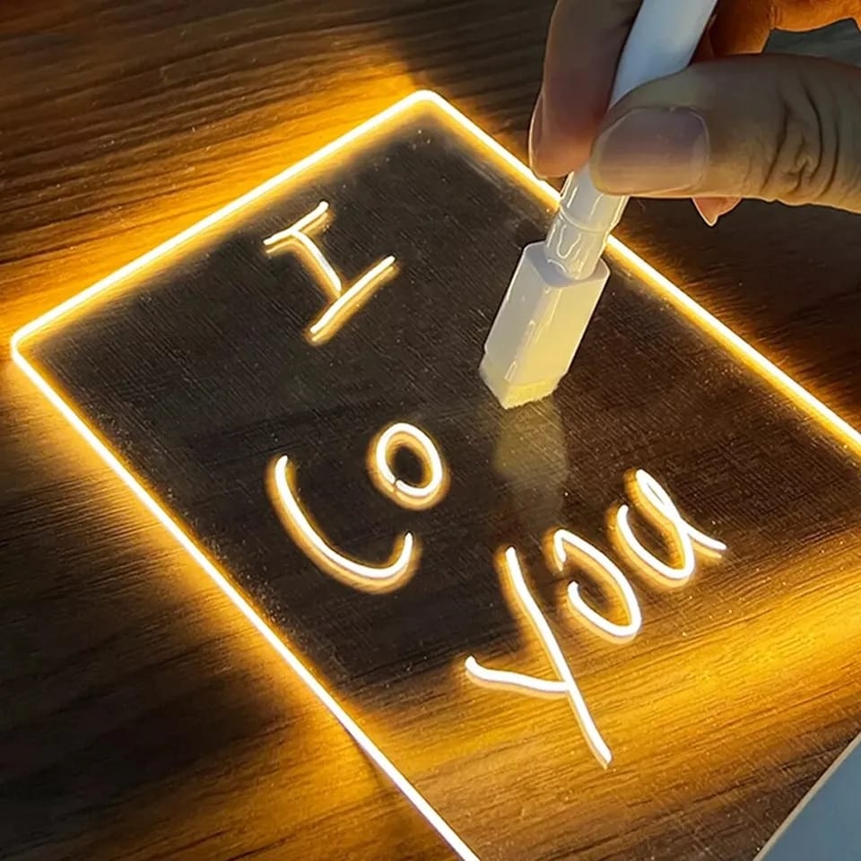 LED Night Light Note Board With Pen