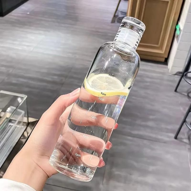 Glass Water Bottle With Time Marker