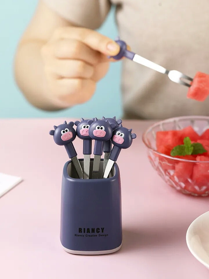 Fruit Salad Forks Set of 6, 4.6inch Cute Animal Cocktail