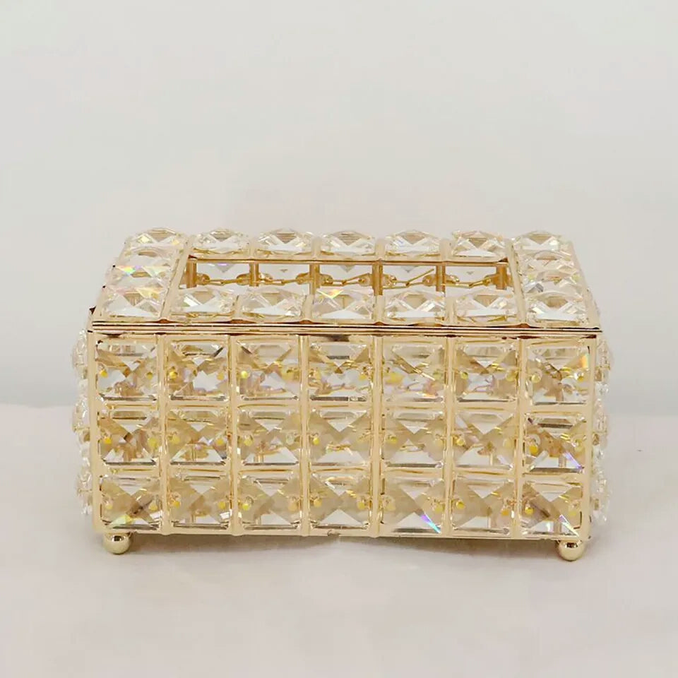 Modern Crystal Tissue Box Rectangle Gold