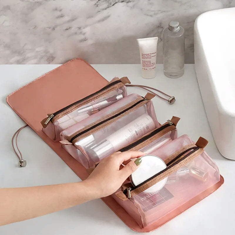 4 in 1 Women Mesh Make Up Bag Detachable Cosmetic Bag