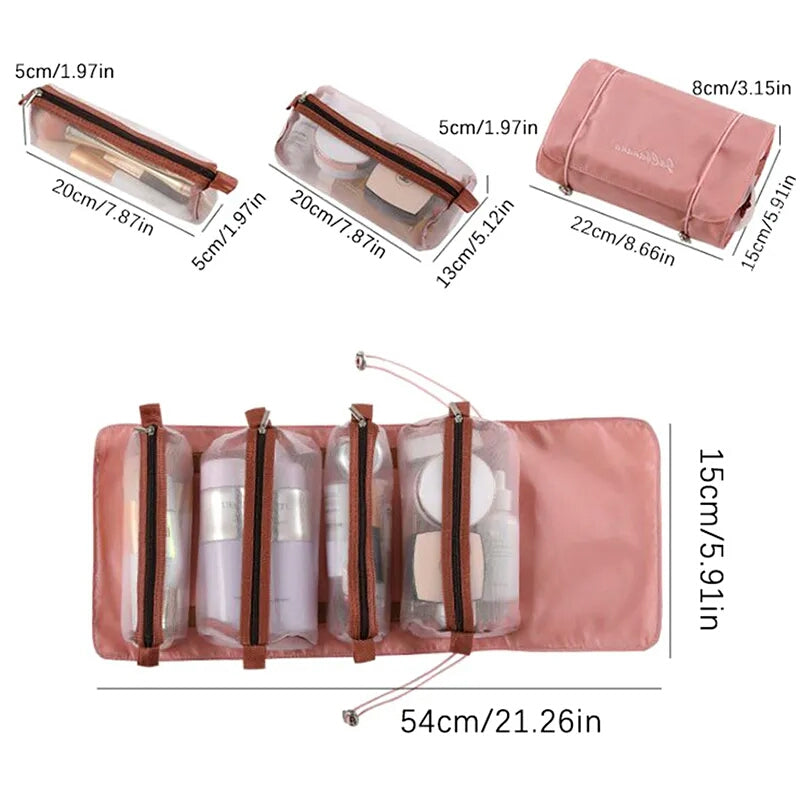 4 in 1 Women Mesh Make Up Bag Detachable Cosmetic Bag