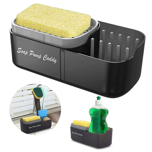 New Sponge Soap Dish Kitchen Cleaning Storage Holder Dish Brush Pot Detergent Dispenser