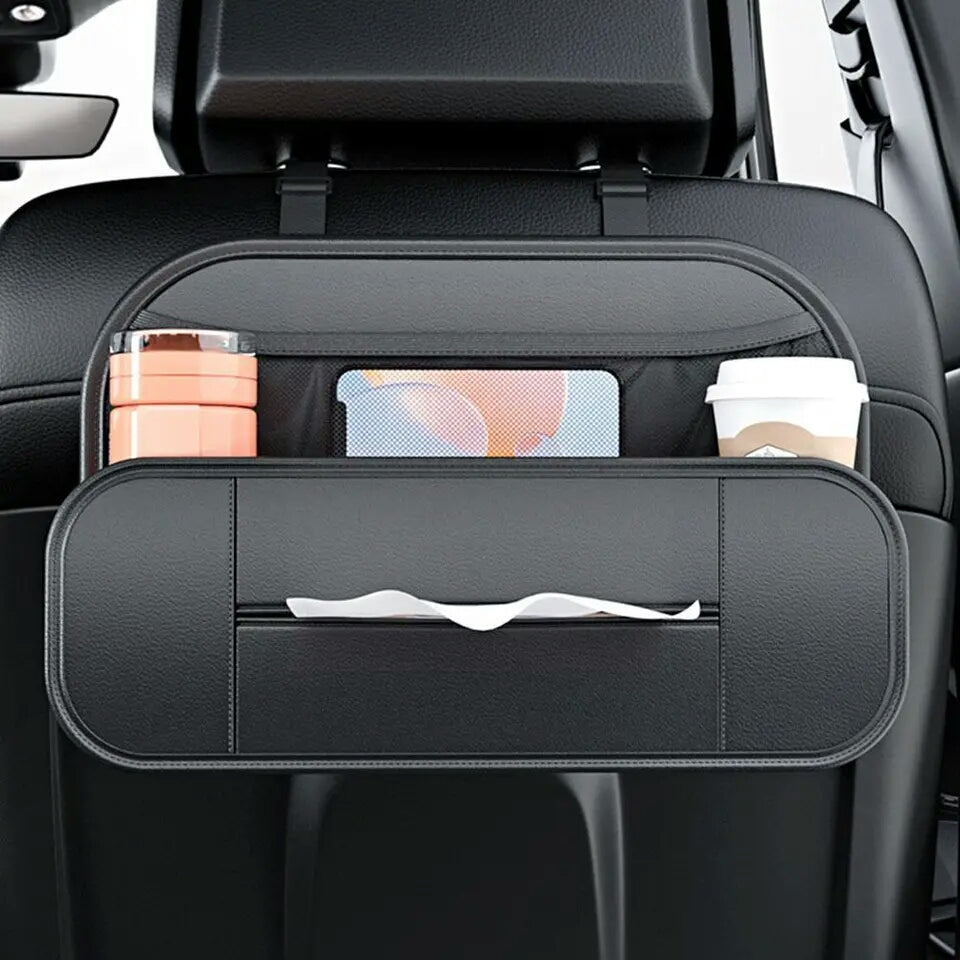 Leather Car Backseat Organizer With Tissue Bag Holder Car Back Seat Hanging Storage organizer