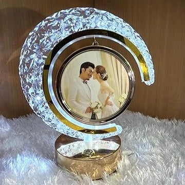 LED Crystal Moon Photo Lamp, Half Moon Crystal LED Frame