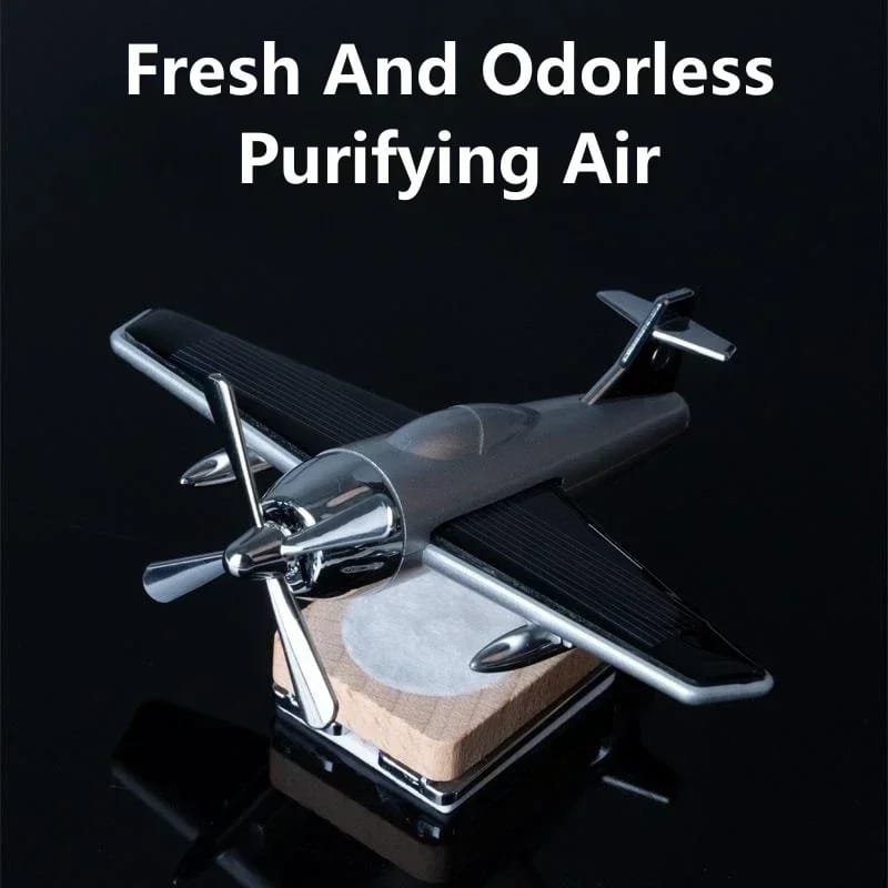 3D Airplane Aircraft Shaped Solar Powered Rotating Fan Car Air Freshener Car Dashboard Accessory