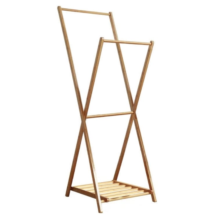 Foldable Wooden Coat Rack Coat Hanger Stand With Shoe Rack