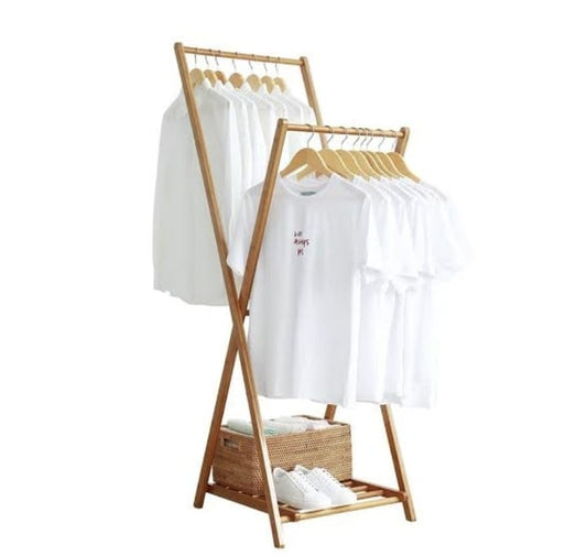 Foldable Wooden Coat Rack Coat Hanger Stand With Shoe Rack