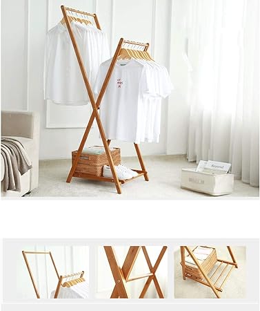 Foldable Wooden Coat Rack Coat Hanger Stand With Shoe Rack