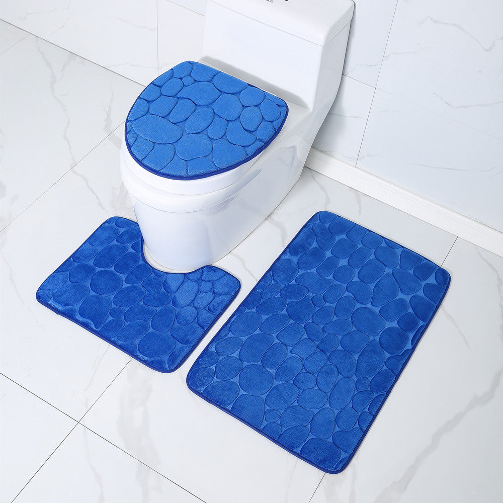 3 Pcs Set Toilet Seat Cover Bath Mat Shower Room Floor Rug Home Bathroom Anti-Slip Absorbent Doormat A