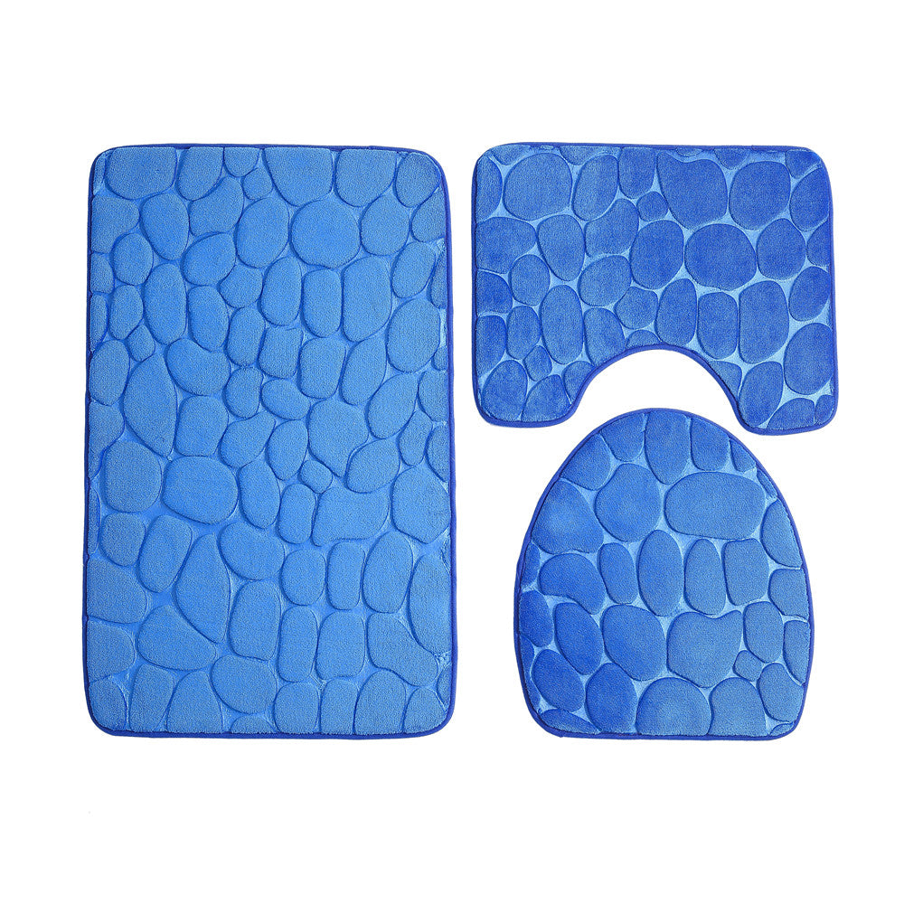 3 Pcs Set Toilet Seat Cover Bath Mat Shower Room Floor Rug Home Bathroom Anti-Slip Absorbent Doormat A