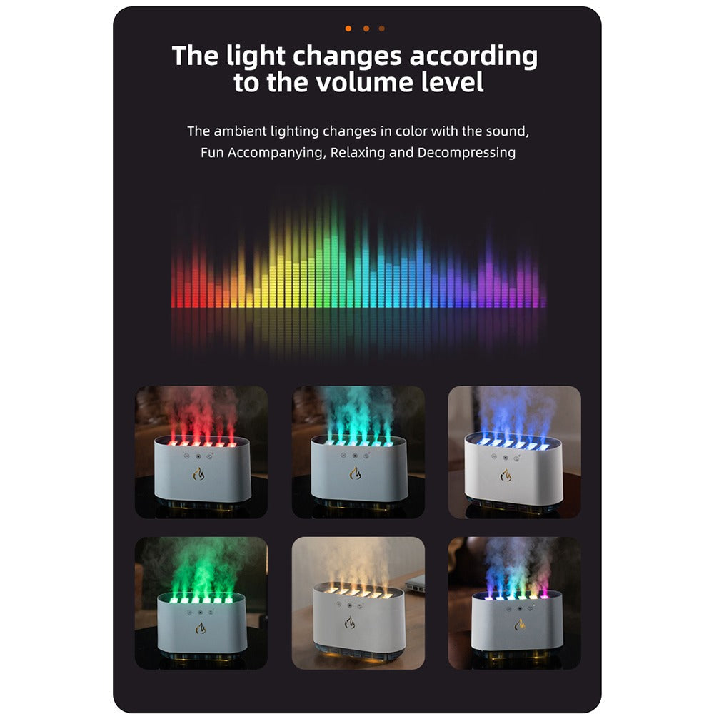 900ml Dynamic Flame Aroma Diffuser Humidifiers with music