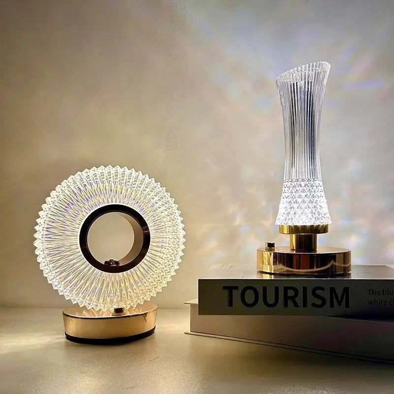 Round Touch Control Crystal Rechargeable Table Desk Lamp