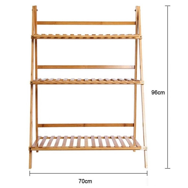 3 Layers Foldable Wooden Flower Plant Pots Rack