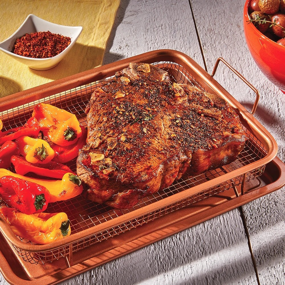 2 Piece Set Non-Stick Crisping Tray Square